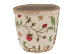 Pot de fleurs Fraise beige rouge céramique 11x11x10cm