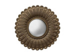 Miroir convexe plumes de paon dorées 36x2x36cm