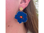 Boucles d'oreilles anémone coloris bleu et orange