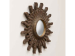 Miroir soleil convexe à patine 15x12x32cm