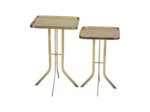 Ensemble de 2 tables d'appoint carrées dorées 38x38x61cm