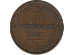 ALLEMAGNE SAXONY-ALBERTINE 5 PFENNIGE 1867 B TTB