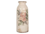 Vase Soliflore Floral Vintage en Céramique Beige et Rose 8x20cm