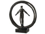 Statue couple double cercle marron 40x35x11cm