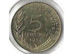 FRANCE 5 CENTIMES LAGRIFFOUL 1974 TTB+