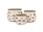 Pot de fleurs d'intérieur beige à papillons 16x13cm