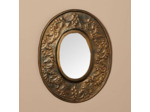 Miroir ovale gravé patine bronze 22x28cm