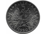 FRANCE 5 FRANCS ROTY 1990 SUP+