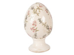 Décoration œuf sur pied céramique beige rose 15x15x24cm