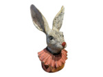 Statuette tête de lapin résine rose 11x8x24cm