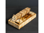 Jeu de Domino Dés Seventies Résine Noire Corne Naturelle 21x10x7cm
