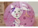 Boule de noël en verre peinte à la main thème petit lapin et signée d'un diamètre de 10 cm personnalisable par le prénom de votre choix
