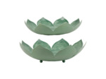 Ensemble 2 centres de table fer Floraly vert 13x40cm