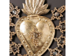 Grand Ex-voto antique et bijoux doré 25x27cm