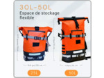 Sac étanche bateau 20/40 L – sac à dos modulable orange