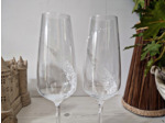 Duo de flutes à champagne en cristal peintes à la main décorées de volutes blanches