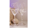Duo de verres à vin en cristal de bohème  peints à la main personnalisables décorés de petits cœurs blancs pièces originales et uniques