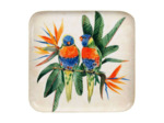 Plateau fer carré Oiseaux bleus 27x27cm