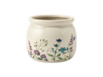 Pot de fleurs rond beige céramique fleurs 12x10cm