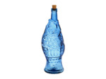 Bouteille carafe verre poisson bleu 12x33cm