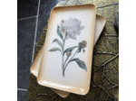 Plateau floral blanc crème métal 15x26x26cm