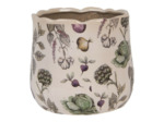 Pot de fleurs légumes beige céramique 18x18x16cm