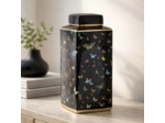 Potiche Farfalla Céramique Papillons Noir 15x15x33cm