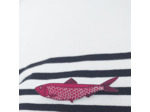 Broche sardine coloris rose foncé écailles argentées