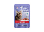 Repas Plaisir Chat, émincés au BOEUF et à la DINDE en sauce - 100g