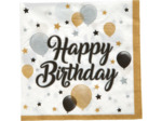 Procos Lot de 20 serviettes en papier imprimées "Happy birthday" étoiles et ballons 33 x 33 cm 10232053