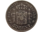 ESPAGNE 50 CENTIMOS 1889 MPM TB+ (W690)