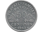 FRANCE 50 CENTIMES BAZOR 1943 B SUP tache