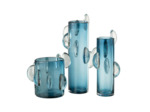 Grand vase verre bleu 20x20x46cm
