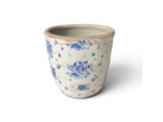 Pot céramique motif floral beige bleu 12x13x13cm