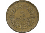 FRANCE 5 FRANCS LAVRILLIER CUPRO ALU 1945 C TTB