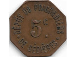 19 CORREZE - CLERGOUX 5 CENTIMES DEPOT DE PRISONNIERS DE SEDIERES 14/18 TTB+