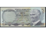 TURQUIE 5 LIRA L.1930 (1968) Série D22 NEUF (W179)