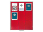 MEDAILLIER MONNAIE 9 ALVEOLES ROUGE POUR MONNAIES SOUS SLABS