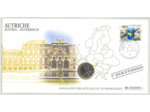 ENVELOPPE PHILATELIQUE NUMISMATIQUE INTEGRATION EURO 1 EURO AUTRICHE 2005