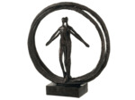 Statue Décorative Couple Coeur Double Cercle en Résine Marron 40x35x11cm
