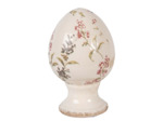 Décoration œuf sur pied céramique beige rose 9x9x14cm