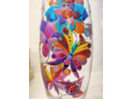 Grand Vase multicolore peint à la main sur le thème des coccinelles et des papillons