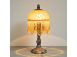 Lampe à poser Belle Epoque Jaune Ambre en Verre et Métal - 35x15cm