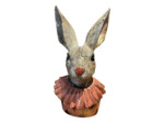 Statuette tête de lapin résine rose 11x8x24cm