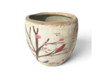 Pot de fleurs motif floral beige céramiques 14x14x14cm
