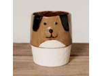 Cache Pot Sculpture Chien en Céramique Émaillée 13x11cm