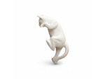 Petit Chat Grimpeur en Porcelaine Blanche 13x6x6cm