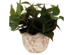 Pot motif floral céramique beige 20x20x13 cm