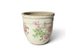 Pot de fleurs rond céramique beige rose 12x11cm