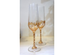 Lot de deux flutes à champagne peintes à la main décorées de feuillages dorés pour votre mariage, pièce originale et unique